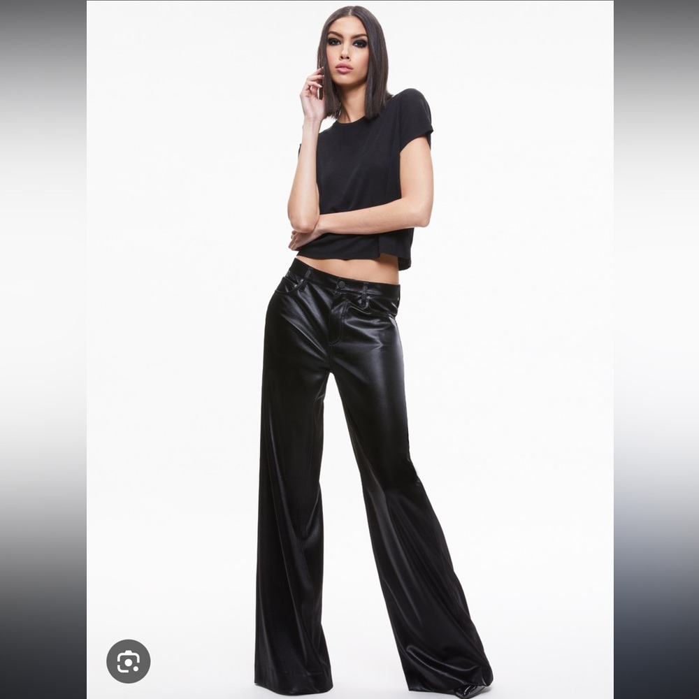 Alice + Olivia Trish Faux leather wide leg pant